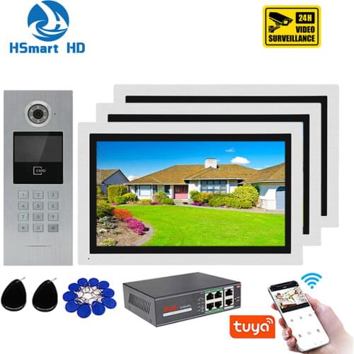 10 inch Monitor IP Video intercom WIFI Video Door Phone System For Multi-Family Houses With Password /RFIC Card Support Tuya app