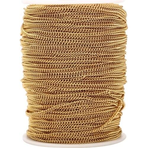 10M Stainless Steel Cable Chains Gold Tone Stainless Steel Necklace Extender Oval Curb Link Chain DIY Necklace Jewelry Making