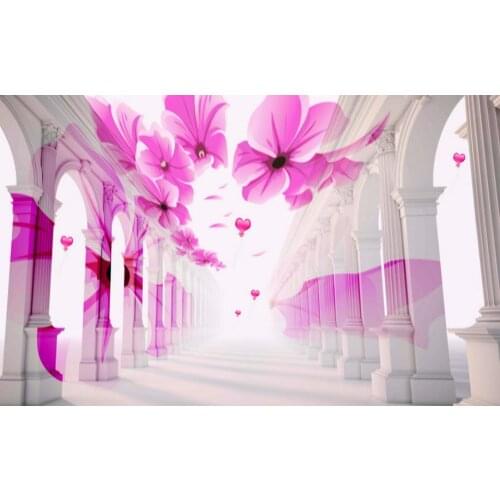 3d ceiling murals wallpaper customize Beautiful pillars petals ceiling frescoes non-woven 3d photo wallpaper