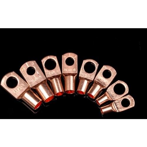 50Pcs Bolt Hole Tinned Copper Lugs Ring Battery Terminals Bare Cable Electric Crimp Wire Connectors SC6-6/SC6-8 /SC10-6 Kit