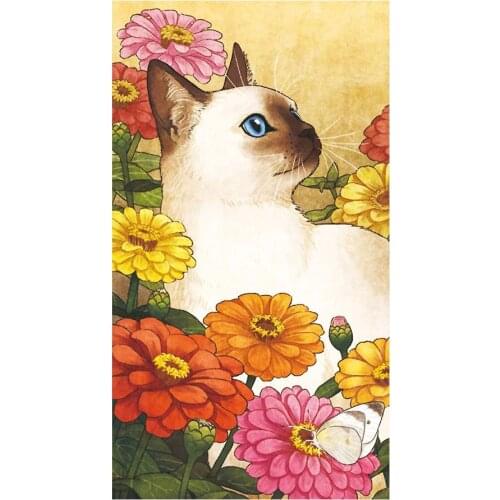 Cat and Flower Diamond Painting Round Full Drill Animal Floral Nouveaute DIY Mosaic Embroidery 5D Cross Stitch Home Decor Gifts