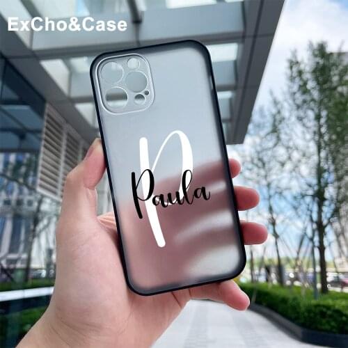 Custom Iniziale Name Phone Case For iphone 11 12 Mini Pro Max X XS XR SE 7 8 Plus 6 6S Transparent Cases Phone Suitable Boy Girl