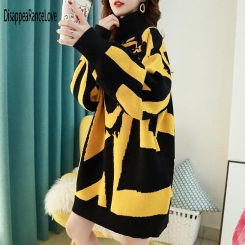 Disappearancelove Patchwork Womens Turtleneck Sweaters Pullovers Autumn Knitting Clothes Sexy Cropped Ladys Sweater Hot Sale