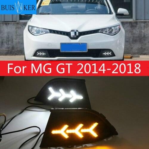 For MG GT 2014-2018 with Dynamic moving yellow turn signal and blue night light LED DRL daytime running light