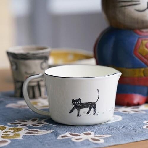 Enamel Measuring Cup With Scale Coffee Pull Cup Japanese Style Milk Cup