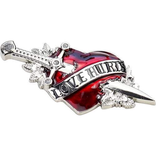 Red Enamel Belt Buckle sword heart Love In Hurts Stabbed Suitable 4cm Wideth Free Shipping Man woman waistband Jeans Accessories