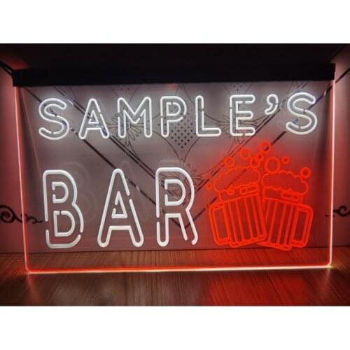 DS003 Name Personalized Custom Home Bar Beer Mugs Cheers Dual Color Led Neon Sign