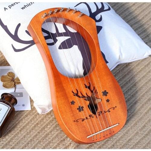 Mahogany Wood body 7 Strings Harp for Learner Beginner pack with Tuning Wrench&Bag 3colors can be choosed