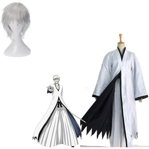 Kurosaki Ichigo Cosplay Costume Bleach Die Pa White Ichigo Wig Anime Straw Shoes and Mask Accessories Halloween Gifts Adult