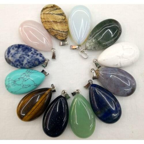 Fashion mixed natural stone big water drop Pendants necklaces for making Jewelry charm Point accessories 10pcs/lot wholesale