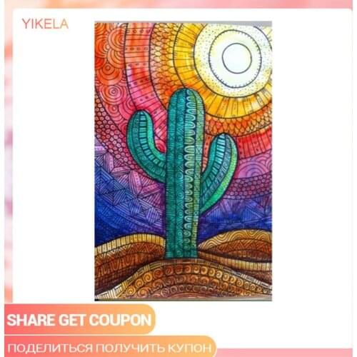 5D Full Drill Embroidery Kit DIY Cactus Diamond Painting Diamond Holiday Gift Painting Wall Sticker