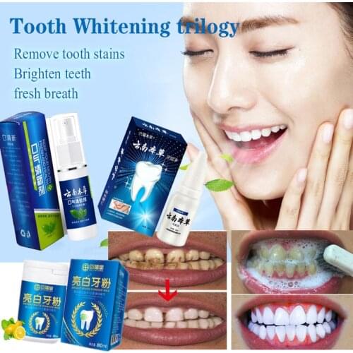 Teeth Whitening kit Cleansing Quick Stain Removing Dental Oral Care Hygiene Toothpaste Tooth White Essence set Bleaching Powder