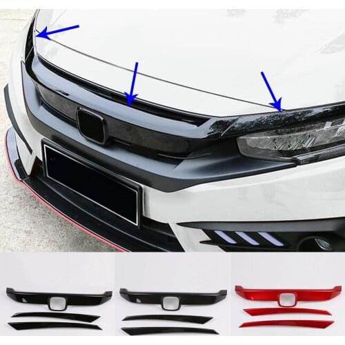 Car Trim Front Logo Mark Decorative Mark Grid Grill Grille Racing Frame Sticker For Honda Civic 10th Sedan 2019 2020 2021