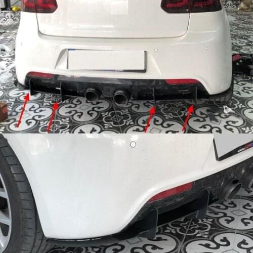 For Volkswagen Golf R MK6 Car Rear Bumper Diffuser Spoiler Lip Piano Black Rear Bumper Protector Rear Side Splitters Lip 6pcs