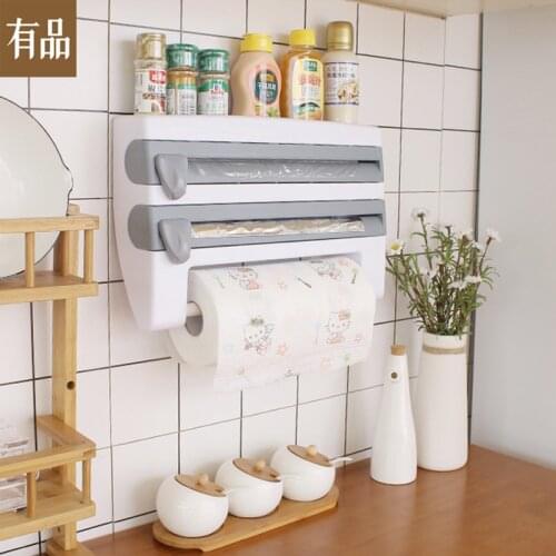 Xiaomi Youpin Wall-Mount Paper Towel Holder Sauce Bottle Rack 4 In 1 Cling Film Cutting Holder Mutifunction Kitchen Organizer