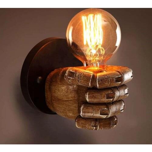 Fist Bulb Wall Light Fixture Restaurant Sconces Industrial Retro Home Led Light Holder Resin Crafts Indoor Decor European Style
