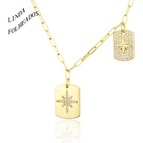 LINDAFOLHEADOS New Design Fashion Woman Copper Snowflakes Necklace Classic Snow With Drill Combination Pendant Jewelry Gift