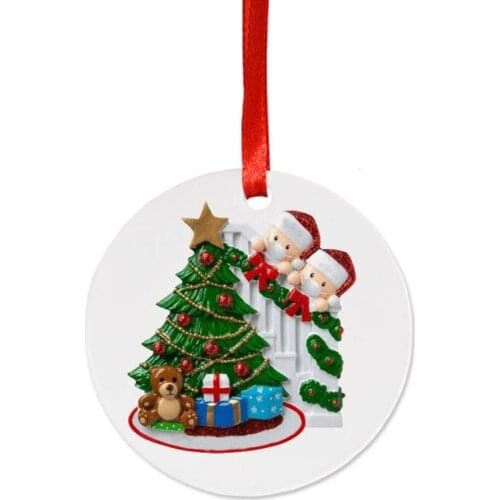 Merry Christmas Decorations Family Wearing Mask For Home Pendants Gift Xmas Noel Happy New Year 2020 Christmas Tree Ornaments