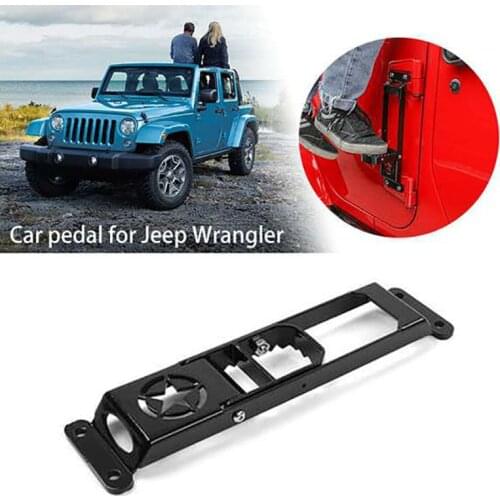 Car Door Hinge Step Metal Door Folding Foot Pedal with Star Sign Rest Folding Peg Step for Jeep Wrangler JK 2007-2018