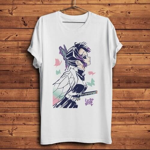 Demon Slayer Kisatsutai butterfly Kochou Shinobu funny unisex streetwear anime homme white casual tshirt manga t shirt men