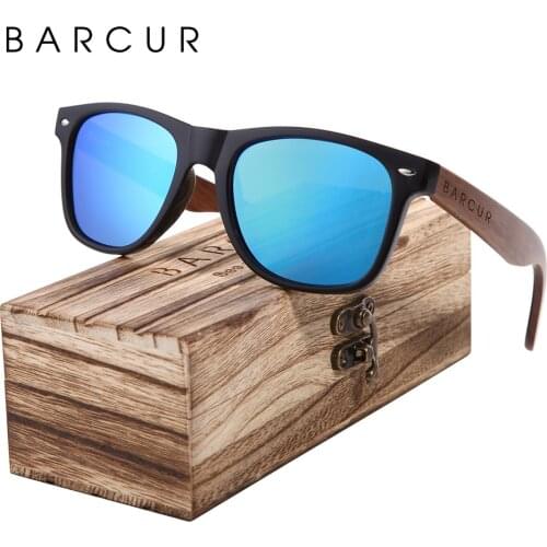 BARCUR Wood Sunglasses Black Walnut Sun Glasses Men Women Polarized UV400 Protection