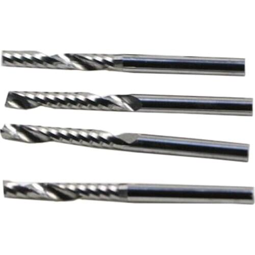 10pcs 3.175*20mm Single Flute Spiral End Mill Cutter, Tungsten Carbide Tools, Wood Engraving Bits on CNC Machine