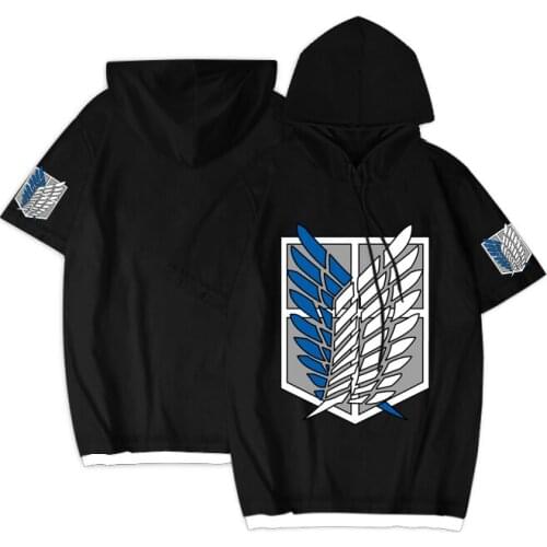 Attack on Titan short sleeve Hoodie Anime Tops Hoody Coat Streetwear Hoodies Eren Levi Cosplay Costume