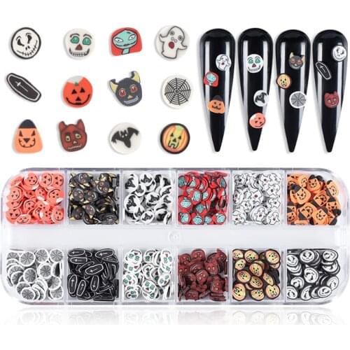 Halloween Nail Sequin Decoration Ghost Jack-o-lantern Skull Sheet Clay Manicure Accessory Kit For Hallows' Day Nail Art Design