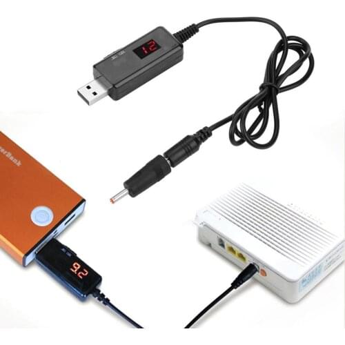 USB To DC Boost Converter Cable 5V to 9V 12V Adjustable Volt Display Voltage Cord Transformer with DC Regulator Switch Led Q8T1