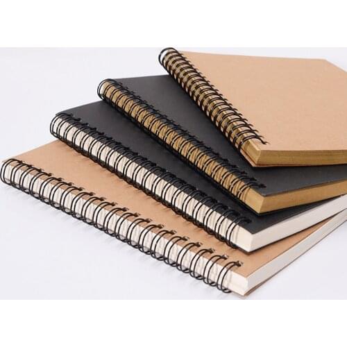 Retro Spiral Coil Sketchbook Kraft Paper Notebook Sketch Painting Diary Journal Student Note Pad Book Memo Sketch Pad