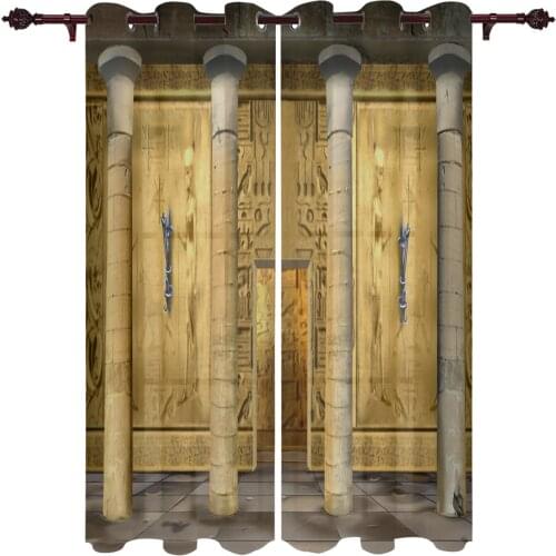 Egyptian Temple Culture Symbol Curtains for Bedroom Kitchen Window Treatments Valance Curtains for Living Room