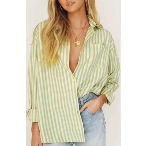 2021 Autumn Fashion Striped Pattern Women Shirts Stylish Girls Long Sleeve Top Shirts Casual Womens Loose Blouses Women Shirt