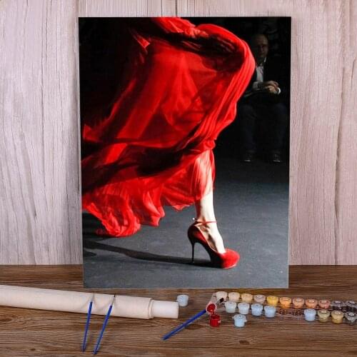 Woman Red And Black Painting By Numbers Set Acrylic Paints 40*50 Oil Painting Handmade For Adults For Drawing Wall Handiwork