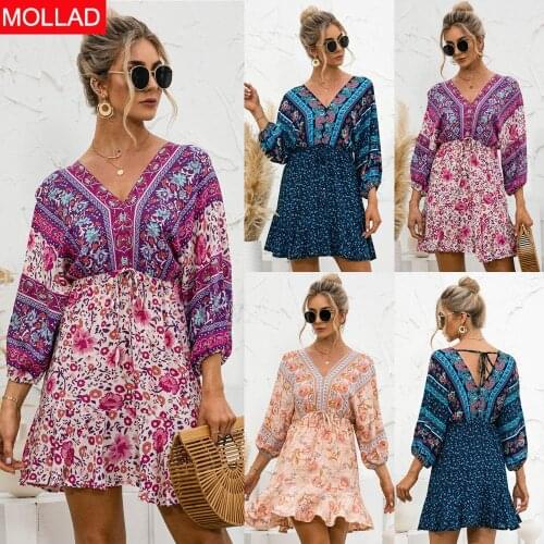 2021 Summer New Hot Selling Popular V-neck Positioning Flower Dress Summer Women Dresses