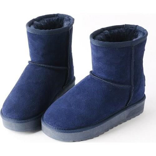 Snow Boots Womens New Thick Bottom Increased Leather Slippery Autumn And Winter Wild Boots Warm Plus Velvet Cotton Shoes