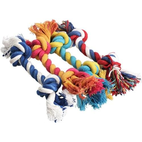 1 cotton pet cat and dog pet molar chew sturdy and durable toy colored braided bone rope 15 cm fun pet toy (random color)
