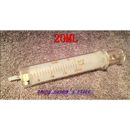1Pcs 20ml Glass Syringe Injector Glass Sampler Lab Glassware Brand New