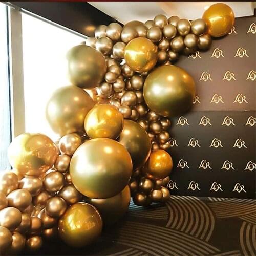 110pcs Metallic Gold Balloon Garland Arch 18In 12In 5In Gold Balloons For Festival Picnic Family Engagement Wedding Decoration