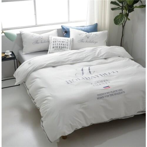 2018 luxury Nordic style Bedding set Embroidery duvet cover flat sheet pillows case 4pcs/king/queen size