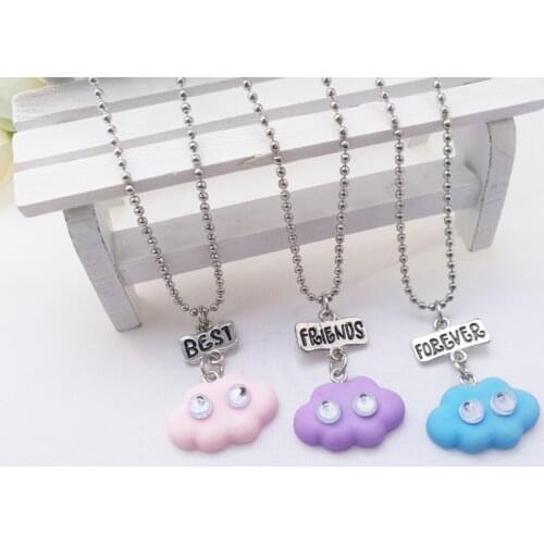 New Airrive Best Friends BFF Pendant Bead Chain Necklace Cloud Kids Jewelry Lead Necklace for children Free 3Pcs Wholesale