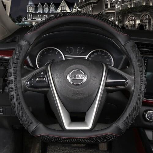 38CM D Shape Car Steering Wheel Cover PU Leather For Nissan Rogue Sport Hybrid 2017 - 2019 2020 Qashqai 2019 2020 Braid Cover