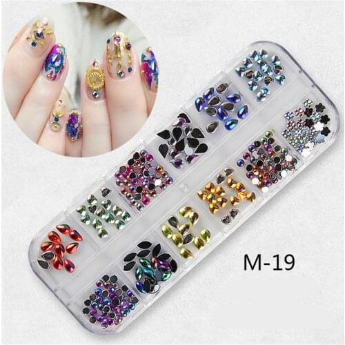 Color Changed 3D Glow Nail Resin Rhinestone Professional Art Decorations Mix Design Nail Stone Beads Accessories 12 Color Box