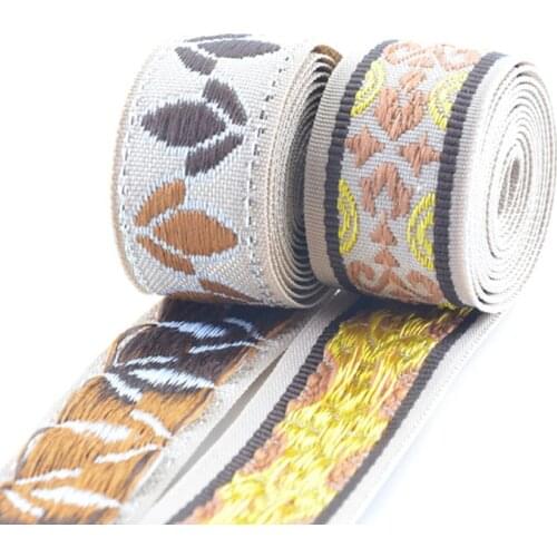 50 Yards Floral Jacquard Ribbon Embroidery 25mm 1inch Handmade DIY For Garment Sewing Home Textile Handbag Decorative Trim