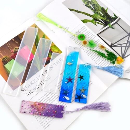 6Pcs Bookmark Mold Resina Epoxi Transparente Rectangular Resine Moule Sequin Filling Kit For Handmade Jewelry Making Supplies
