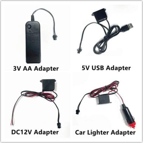 DC 3V AA Battery 5V USB 12V Power Supply Adapter Driver Controller Inverter For 1-5M El Wire Atmosphere Decor Flexible Neon