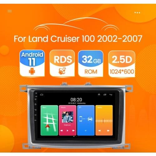 Android 11 2G +32G For Toyota Land Cruiser LC 100 2002-2007 Car Radio GPS Navigation Multimedia stereo Player Audio WIFI FM