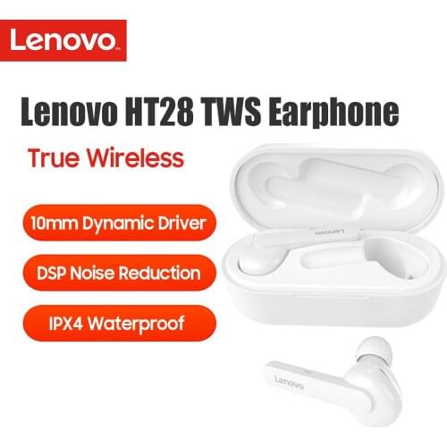 Lenovo HT28 Wireless Earphones BT5.0 Earbuds wIth Mic/Noise Reduction/Waterproof/Heavy Bass/HD Call Headset Sports Headphones