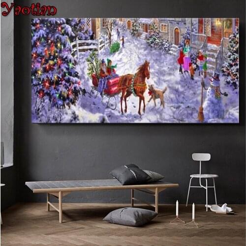 Large DIY Diamond Embroidery Winter christmas snow scene 5D Diamond Painting Cross Stitch Full Square Round Drill Mosaic Diamond