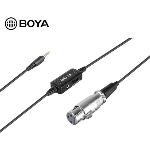 BOYA BY-BCA6 XLR to 3.5mm TRRS Adapter Cable Microphone Audio Gain Output Splitter Headphone Monitor for Smartphone 6 Meters
