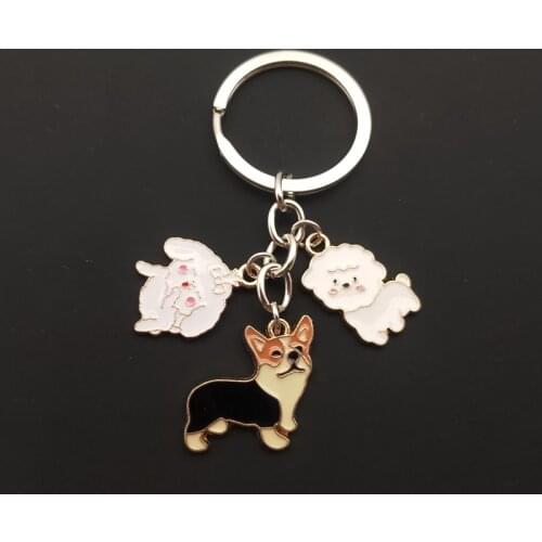 The latest cute Welsh corgi pictures dog keychain ladies bag pendant keychain men car keychain charm jewelry I love dogs gifts